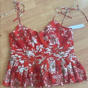 BRAND NEW Floral Red Women's Top CHRISTY LYNN